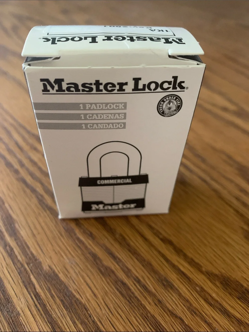 Master Lock Commercial Laminated Padlock in Black and Chrome with Brass Keys